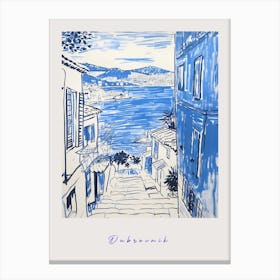 Dubrovnik Croatia 3 Mediterranean Blue Drawing Poster Canvas Print