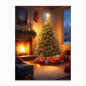 Christmas Tree In The Living Room 139 Canvas Print