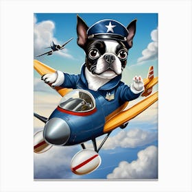 Boston Terrier Pilot-Reimagined 6 Canvas Print