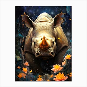 Rhino In The Forest Canvas Print