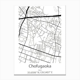 Chofugaoka,Japan Minimalist Map Lienzo