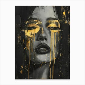 Gold Dripping Face Canvas Print