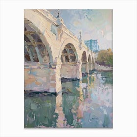 Congress Avenue Bridge Austin Texas Oil Painting 3 Canvas Print