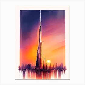 Burj Khalifa Watercolour 2 Canvas Print