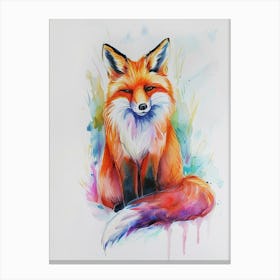 Fox Colourful Watercolour 2 Canvas Print