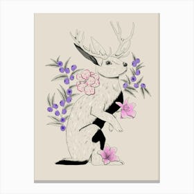 Bunny Deer With Flowers Canvas Print