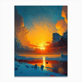 Sunset Over The Lake in Iceland Canvas Print