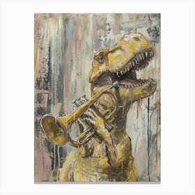 Graffiti Pastel Painting Dinosaur Playing Trumpet 2 Canvas Print