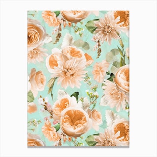 Peach Sepia Summer Roses Canvas Print