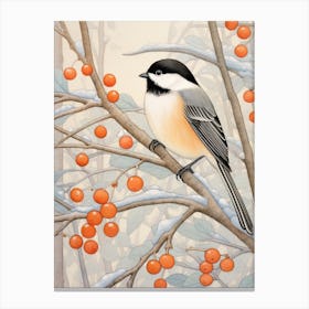 Winter Bird Painting Carolina Chickadee 4 Canvas Print