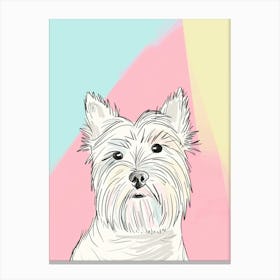 West Highland White Terrier Dog Pastel Line Illustration  3 Canvas Print