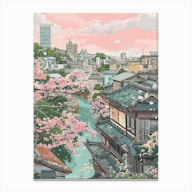 Hiroshima Japan 3 Retro Illustration Canvas Print