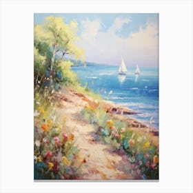 Sailboats On The Beach Canvas Print