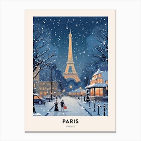 Winter Night  Travel Poster Paris France 2 Canvas Print