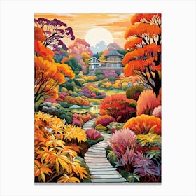 Atlanta Botanical Garden, Usa In Autumn Fall Illustration 2 Canvas Print