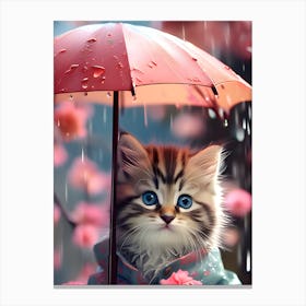 Kitten In The Rain Canvas Print