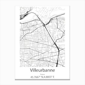 Villeurbanne,France Minimalist Map Canvas Print