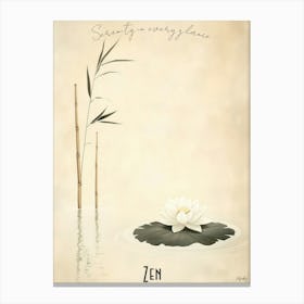 Serene Bamboo And Lotus Zen, soft palette watercolor minimalist Calm Poster Canvas Print