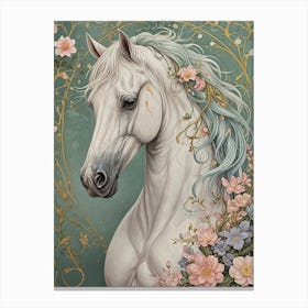 White Beauty With Flowers Canvas Print