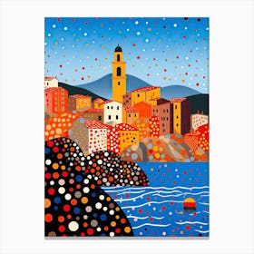 Portovenere, Italy, Illustration In The Style Of Pop Art 4 Canvas Print