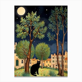 William Morris Cat In The Moonlight 18 Canvas Print