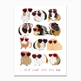 Guinea Pig In Heart Glasses Canvas Print