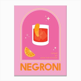 Negroni Cocktail Canvas Print