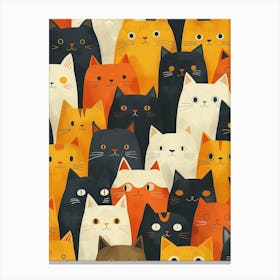 Repeatable Artwork With Cute Cat Faces 5 Canvas Print