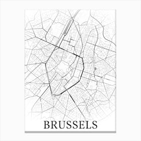 Brussels, Belgium, City Map, Black And White Fade Design Toile