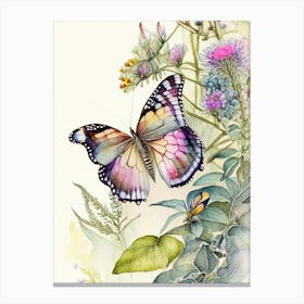 Butterfly In Botanical Gardens Watercolour Ink 2 Canvas Print