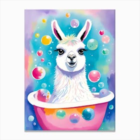 Llama In A Bubble Bath Canvas Print