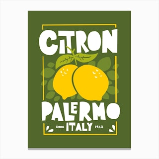 Green Citron Palermo Italian Lemons Canvas Print
