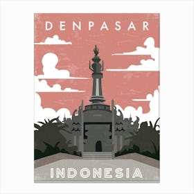 Denpasar, Indonesia — Retro travel minimalist poster Canvas Print