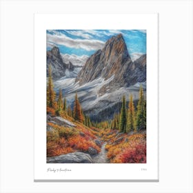 Rocky Mountains Usa Pencil Sketch 1 Watercolour Travel Poster Canvas Print