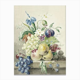 Still Life Of Flowers And Fruits, Jean Bernard Canvas Print