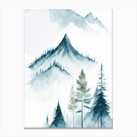 Mountain And Forest In Minimalist Watercolor Vertical Composition 88 Canvas Print