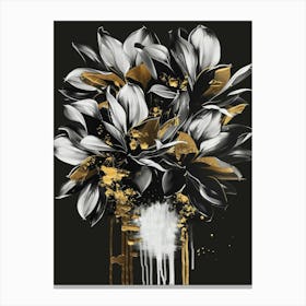 Gold And Black Flowers 2 Canvas Print