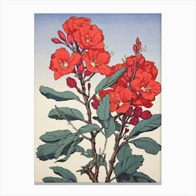 Hanakotoba Crape Myrtle 2 Vintage Botanical Woodblock Canvas Print