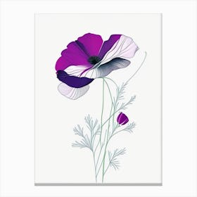Anemone Floral Minimal Line Drawing 5 Flower Canvas Print