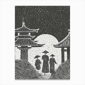 Pilgrimage To The Shinto Shrines During Spring Canvas Print