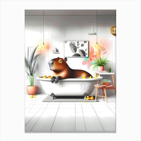 Capybara's Cozy Bath Canvas Print