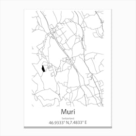 Muri,Switzerland Minimalist Map Canvas Print