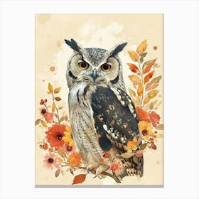Collared Scops Owl Japanese Painting 5 Canvas Print