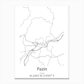 Pazin,Croatia Minimalist Map Canvas Print