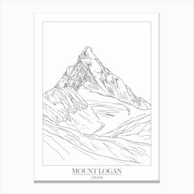 Mount Logan Canada Line Drawing 3 Poster Canvas Print