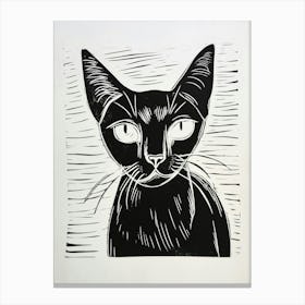 Tonkinese Cat Linocut Blockprint 2 Canvas Print