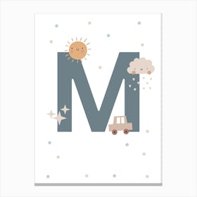 Letter M baby room poster Canvas Print