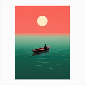 Sunset In A Boat 1 Canvas Print