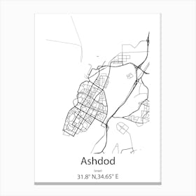 Ashdod,Israel Minimalist Map Canvas Print