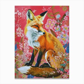 Floral Animal Painting Fox 1 Canvas Print
